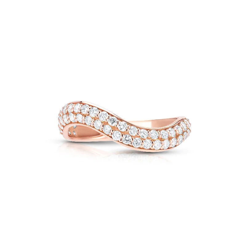 women's rings rose gold -Mini Wave Ring