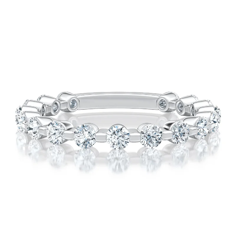 women's engagement rings thick band -Delicate Round Diamond Wedding Band