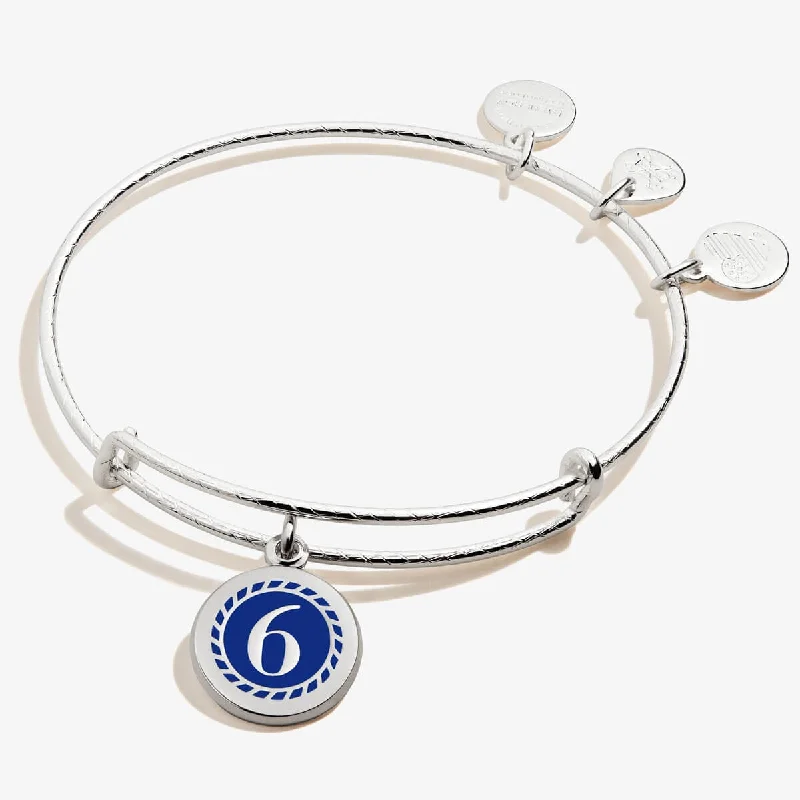 women's bracelets with initials -Number 6 Charm Bangle