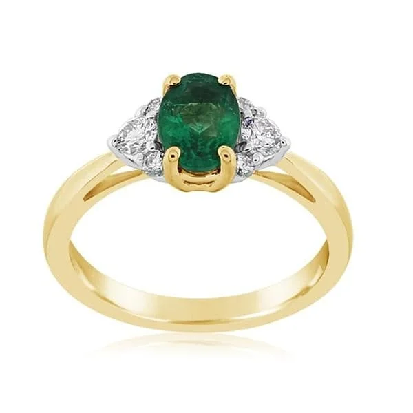 women's engagement rings oval cut -Emerald & Diamond Ring