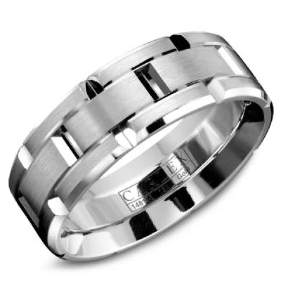 women's engagement rings boho style -Men's 14K White Gold Wedding Band