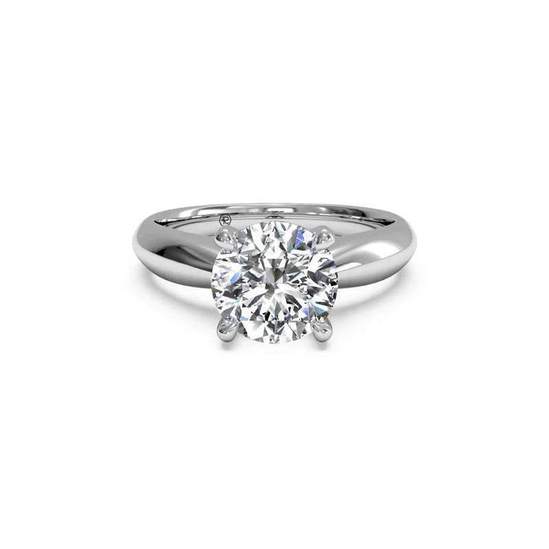 women's engagement rings cathedral setting -Tapered Surprise Diamond Round Diamond Engagement Ring