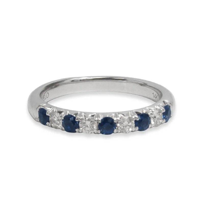 women's engagement rings vintage Victorian style -Sapphire and Diamond Wedding Band