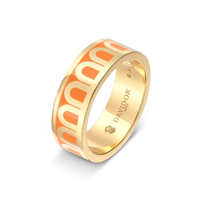 women's rings affordable options -L'Arc de DAVIDOR Ring MM, 18k Yellow Gold with Zeste Lacquered Ceramic