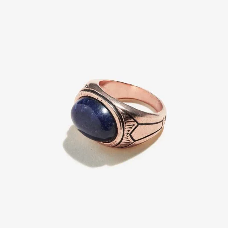 women's rings stackable set -Sodalite Gemstone Signet Ring