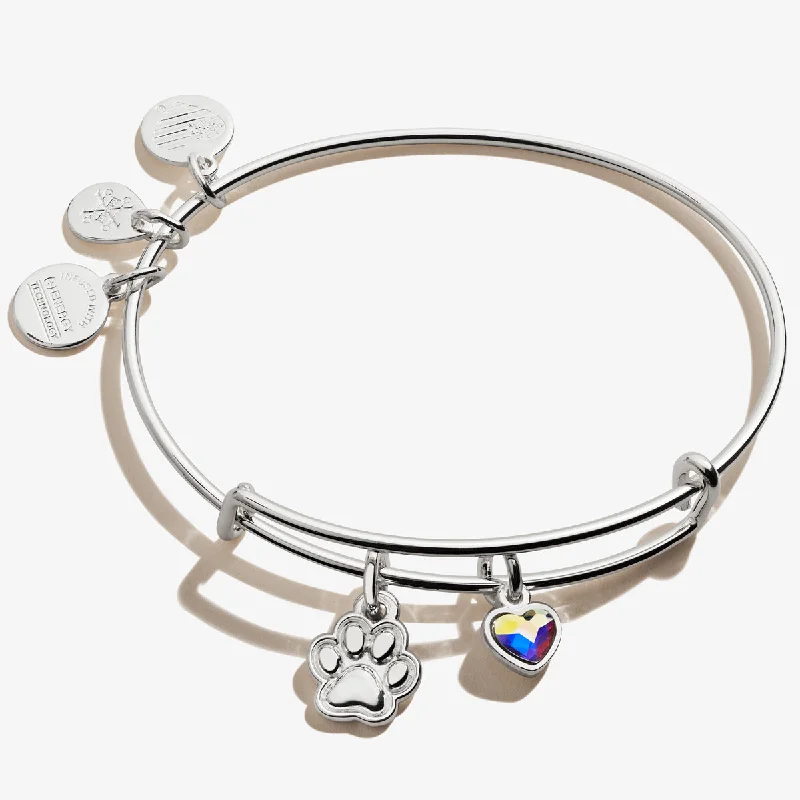 women's bracelets locket style -Paw Print Duo Charm Bangle