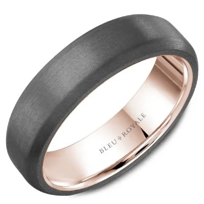 women's engagement rings eternity band -Men's Rose Gold & Grey Tantalum Wedding Band