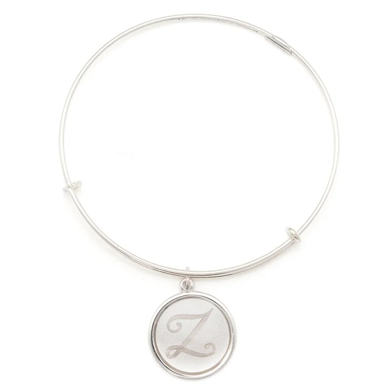 women's bracelets bar design -Precious Initial Z Charm Bangle