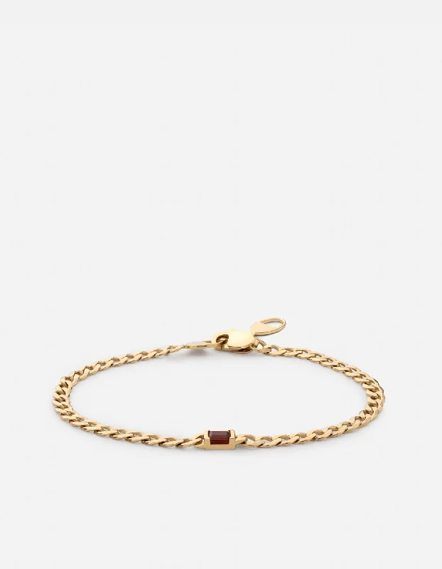 women's bracelets beaded gemstone -Lyra Garnet Chain Bracelet, Gold Vermeil