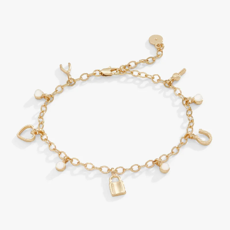 women's bracelets minimalist style -Love + Luck Mini Multi-Charm Bracelet, Adjustable