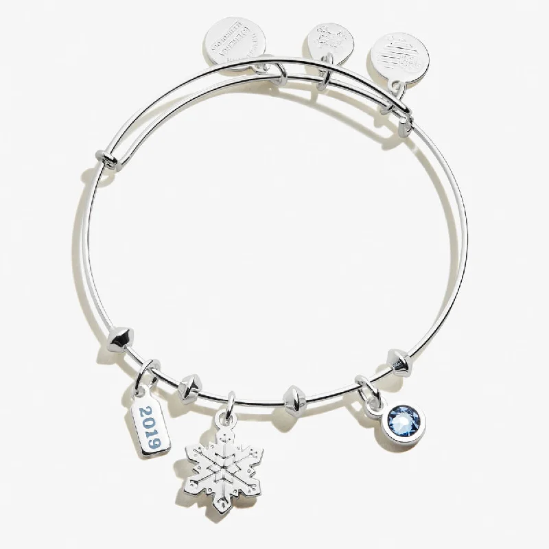 women's bracelets casual yet chic -Snowflake Trio Charm Bangle, 2019