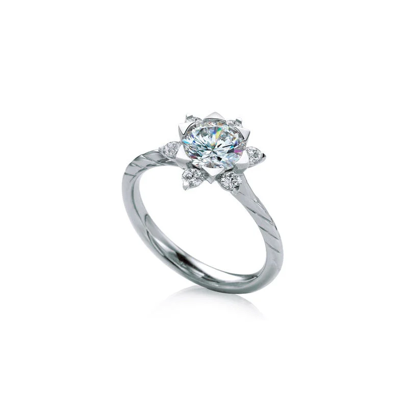 women's engagement rings love and romance -Mallow Round Brilliant Diamond Engagement Ring