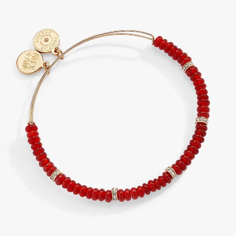 women's bracelets white gold -Red Semi-Precious Rondelle Beaded Bangle