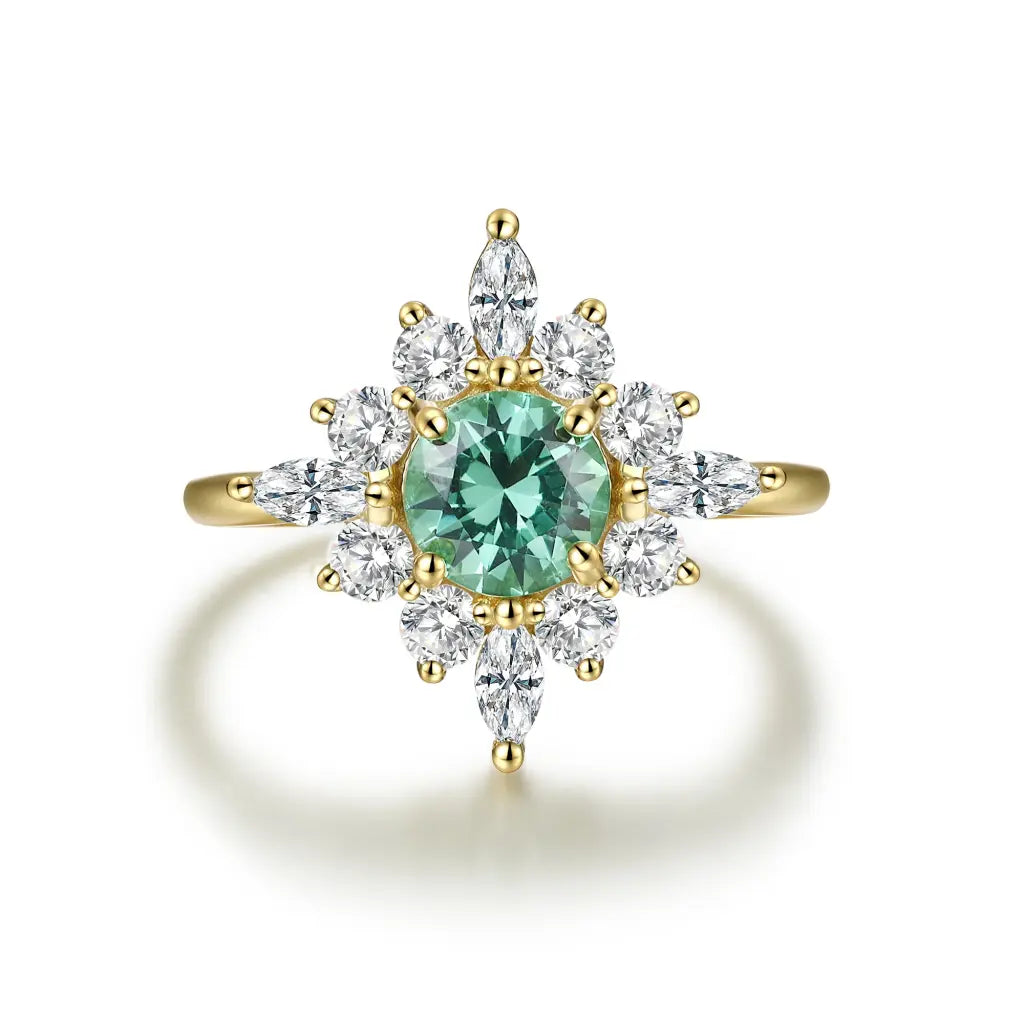 women's rings vintage gold -Anna Ring - Light Emerald