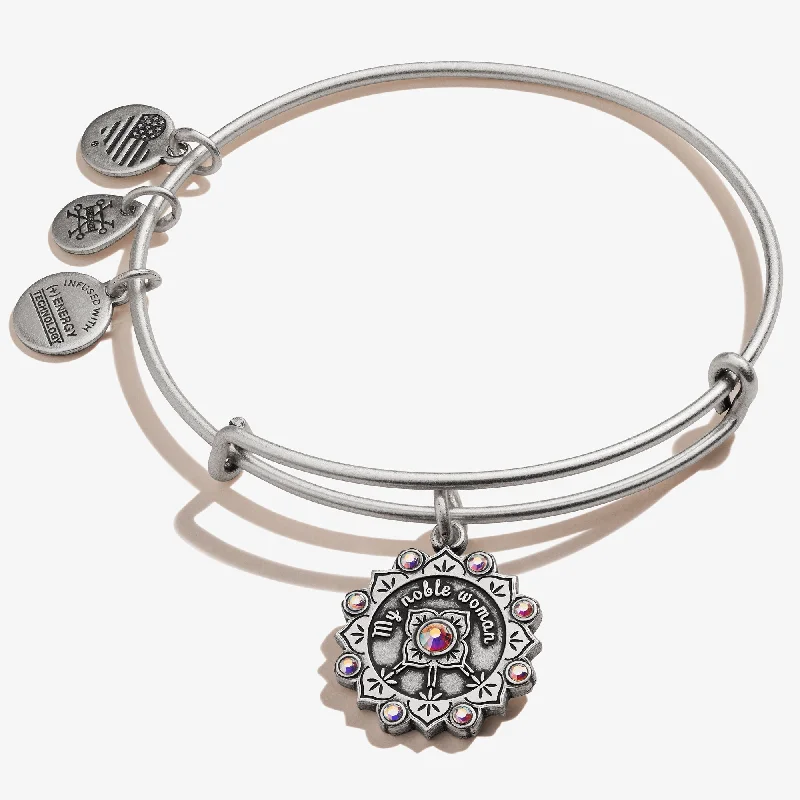 women's bracelets with mixed metals -Maid of Honor Charm Bangle Bracelet