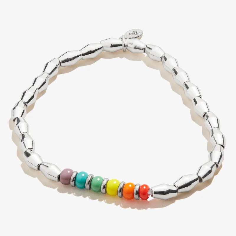 women's bracelets petite charm -Rainbow Beaded Stretch Bracelet