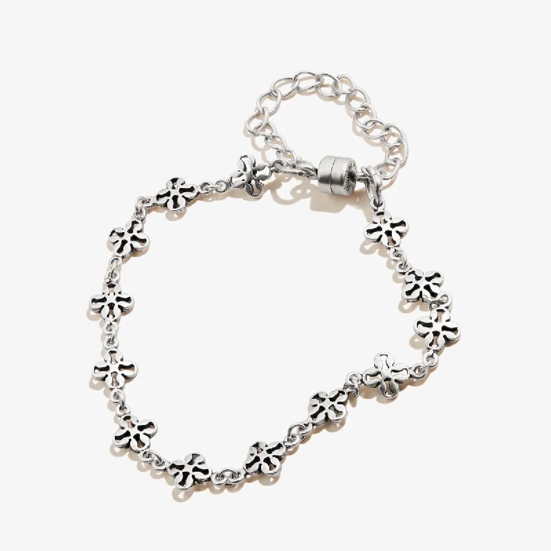 women's bracelets silver -Mini Floral Chain Magnetic Bracelet