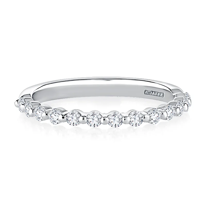 women's engagement rings anniversary band -Delicate Halfway Round Diamond Wedding Band