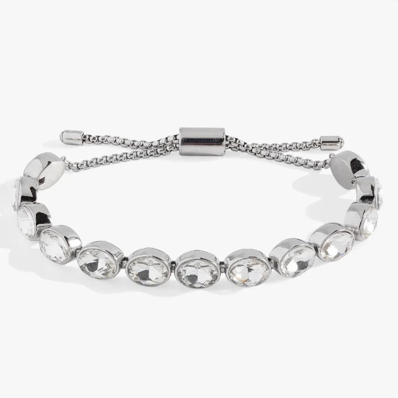 women's bracelets elegant pearls -Oval Crystal Tennis Bracelet