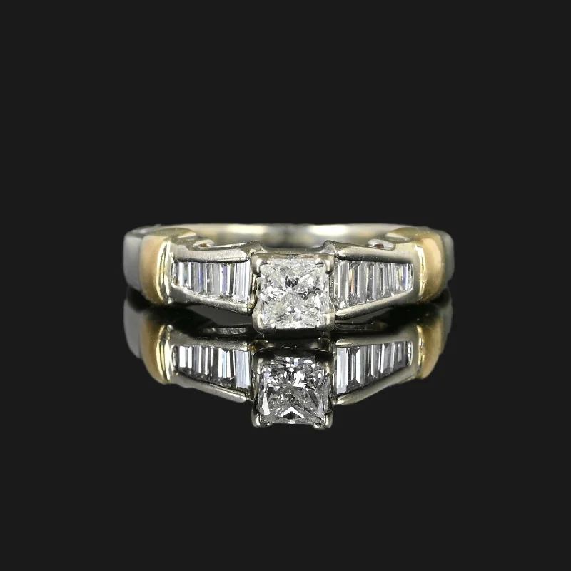 women's engagement rings luxury fashion -Baguette and Princess Cut Diamond Engagement Ring