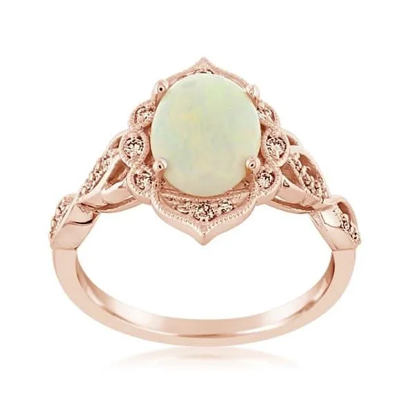 women's engagement rings nature inspired -Opal & Diamond Ring