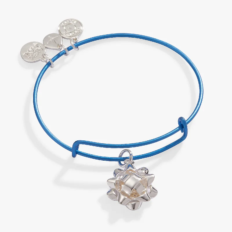 women's bracelets with birthstone -Ribbon Bow Charm Bangle