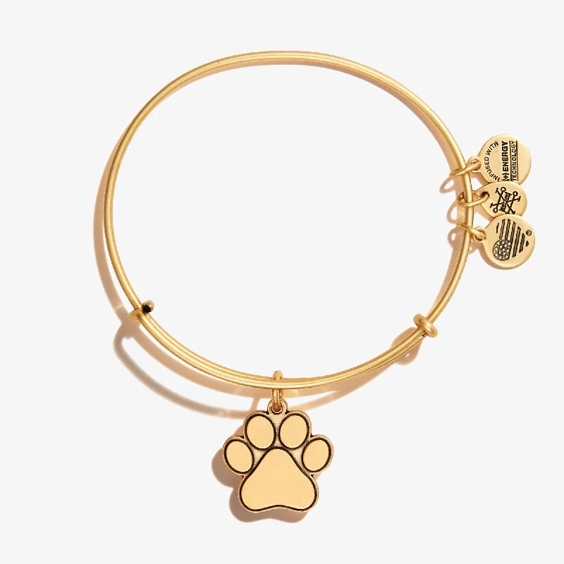 women's bracelets moon design -Paw Print Charm Bangle