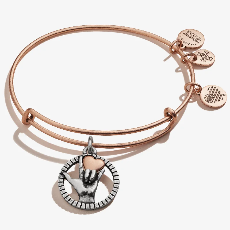 women's bracelets best seller -Love' Sign Language Charm Bangle