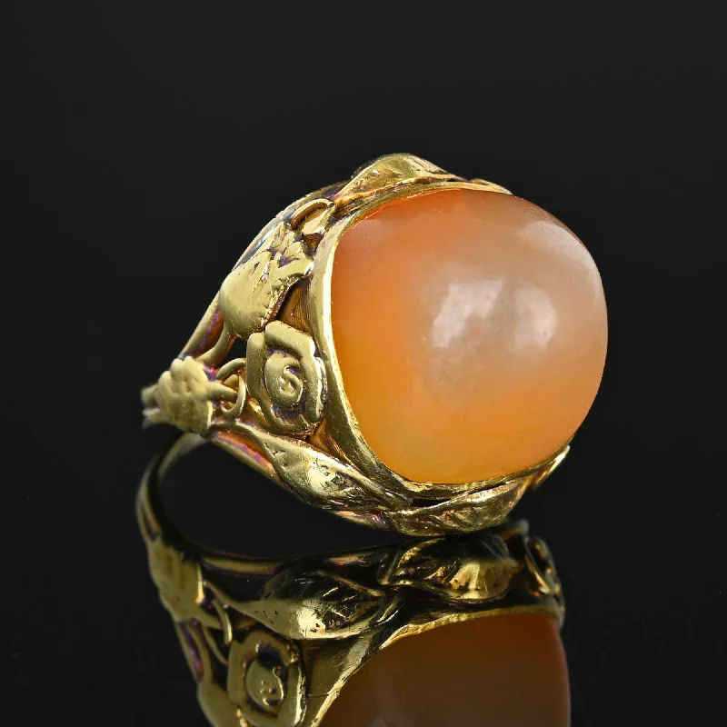 women's rings with channel setting -Arts and Crafts Sugarloaf Cabochon Carnelian Ring