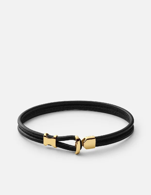 women's bracelets best gift for her -Orson Loop Leather Bracelet, Gold Vermeil