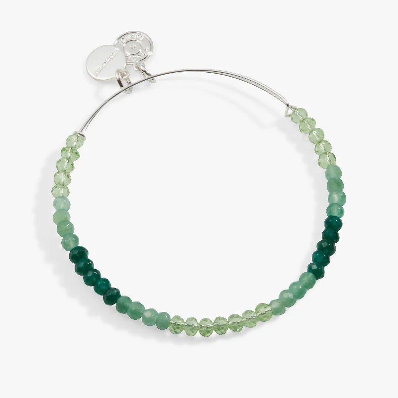 women's bracelets adjustable clasp -Ombre Faceted Stone Beaded Charm Bangle, Green