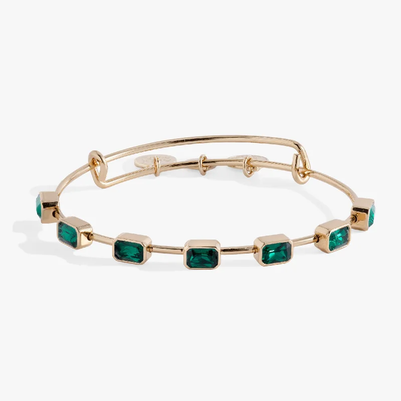 women's bracelets bold and stylish -May Birthstone Emerald Cut Bangle