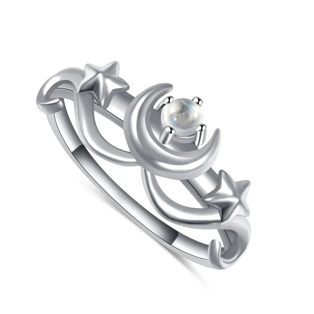 women's rings petite design -Luna Ring Silver