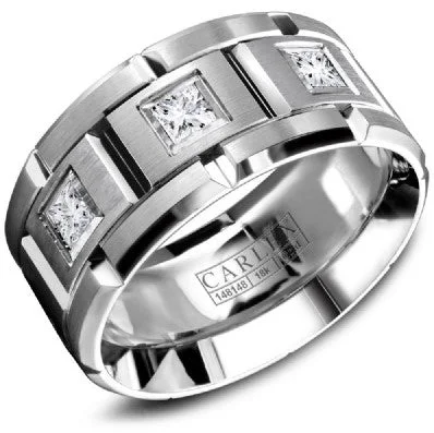 women's engagement rings nature inspired -Men's 14K White Gold Wedding Band with Diamonds