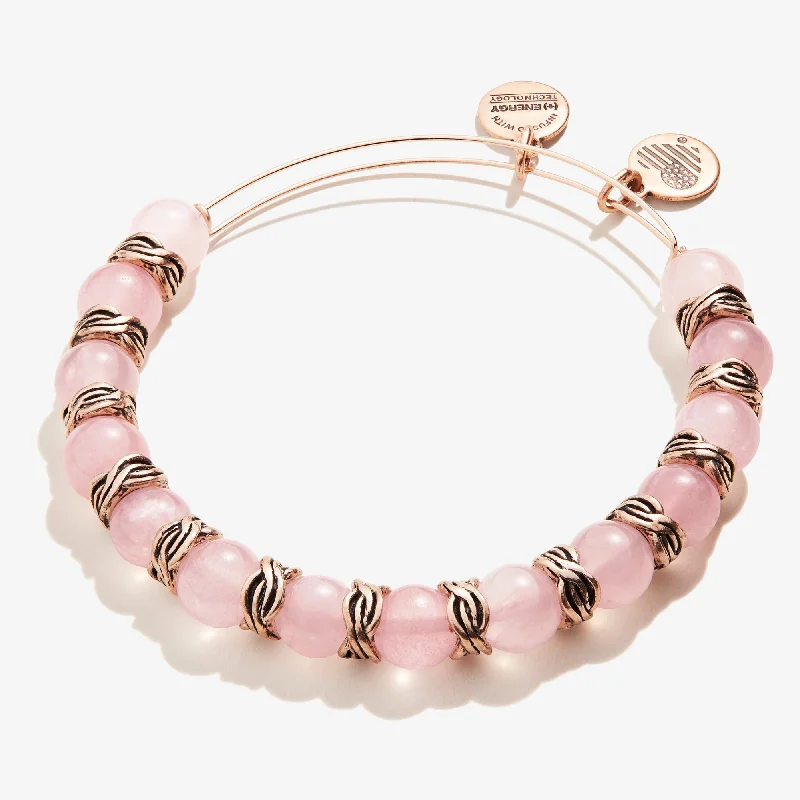 women's bracelets zodiac sign -Rose Quartz Beaded Bangle