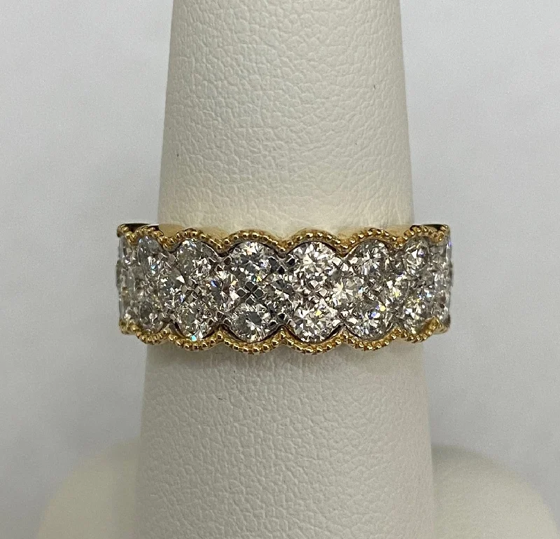 women's rings halo setting -14kt White and Yellow Gold Diamond Anniversary Ring