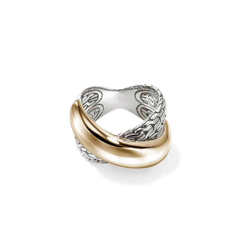 women's rings baguette accents -14K Gold & Sterling Silver Essential Crossover Ring