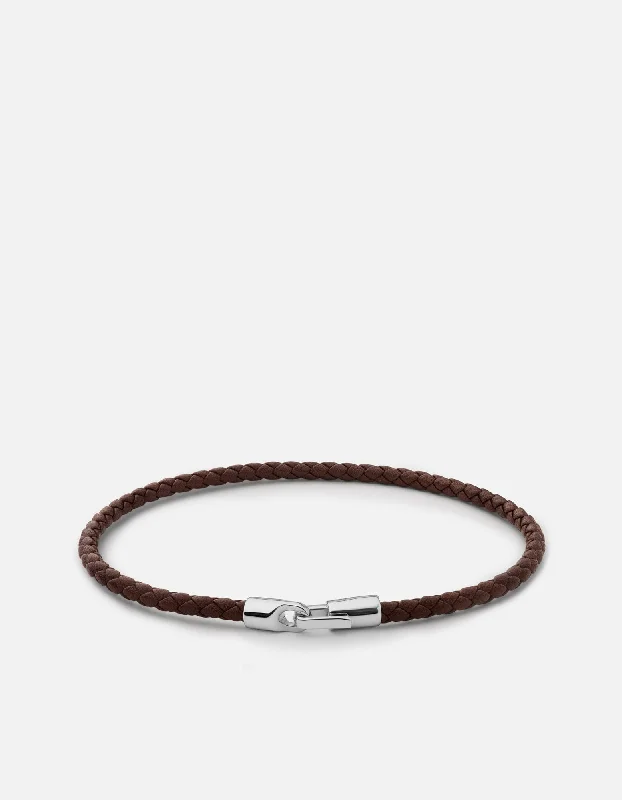 women's bracelets anniversary gift -Cruz Leather Bracelet, Sterling Silver