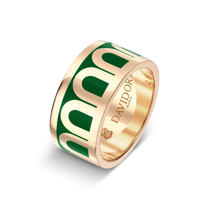 women's rings art deco -Sur-Mesure L'Arc de DAVIDOR Ring GM, 18k Rose Gold with Palais Royal Lacquered Ceramic