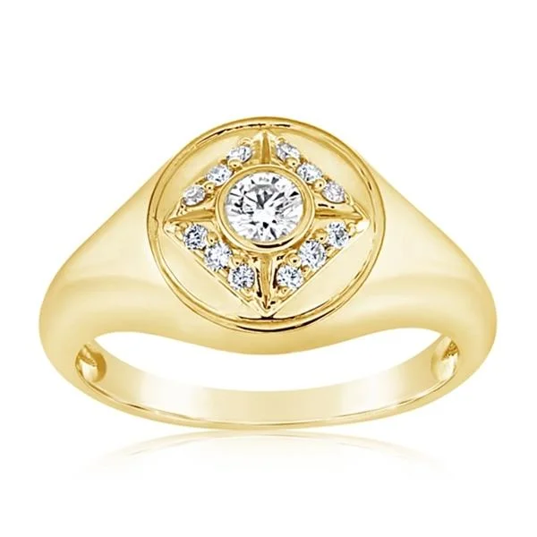 women's engagement rings vintage Victorian style -FOREVERMARK Circle Signet Diamond Ring