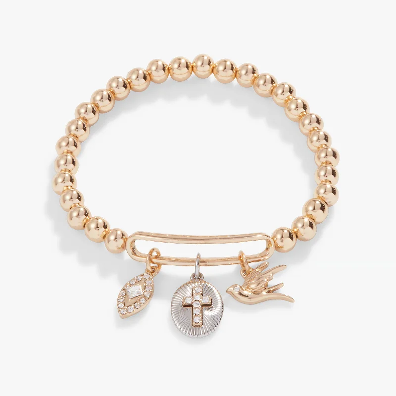 women's bracelets for daily wear -Pavé Cross Stretch Bracelet