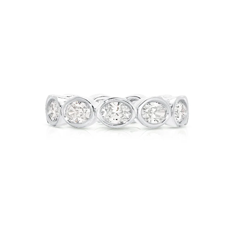 women's rings with mixed metals -East West Bezel Oval Eternity Band