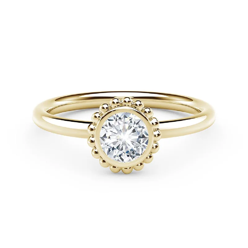 women's engagement rings tension setting -Beaded Diamond Ring,  Yellow Gold