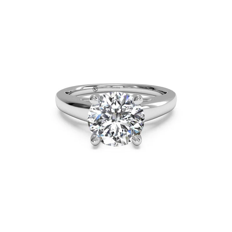 women's engagement rings bold statement -Solitaire Cathedral Round Brilliant Diamond Engagement Ring