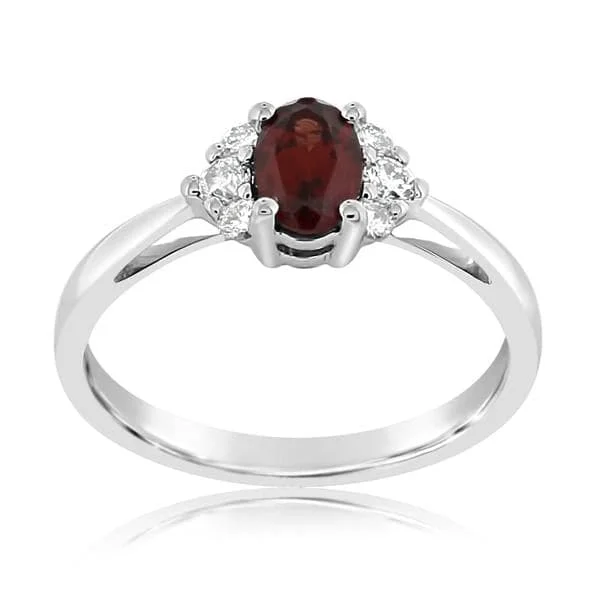 women's engagement rings vintage style -Garnet & Diamond Ring