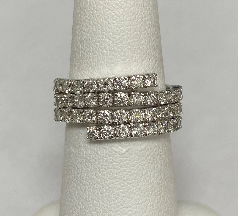 women's rings ruby -14kt White Gold Four Row Diamond Wrap Ring