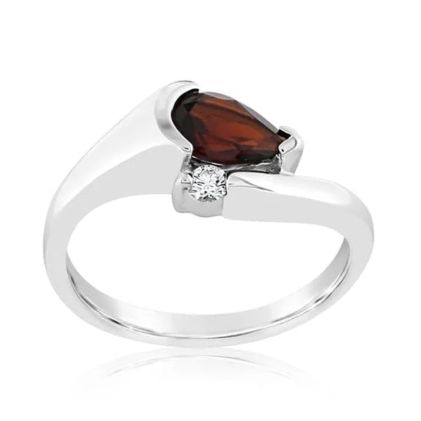 women's engagement rings halo setting -Garnet & Diamond Ring