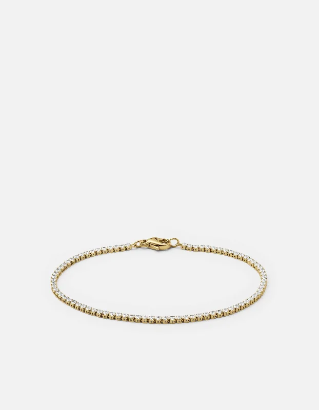 women's bracelets delicate chain -Mirai Micro Tennis Bracelet, Gold Vermeil/Topaz