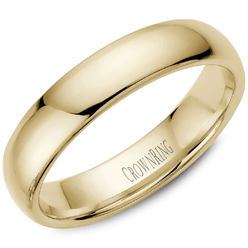 women's engagement rings with side stones -Men's Traditional 14K Yellow Gold Wedding Band