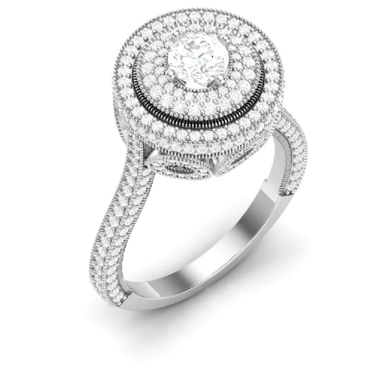 women's engagement rings perfect fit -Zack Round Cut CZ Engagement Ring in 925 Sterling Silver